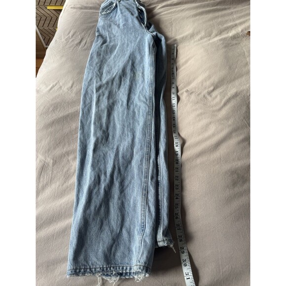 Agolde Women Blue 27 Denim Broken Waistband Jeans Straight High Rise Grunge Punk - Picture 11 of 13